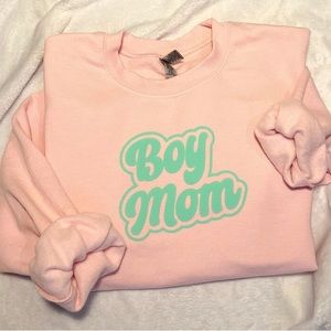 Puff Print Boy Mom Sweatshirt